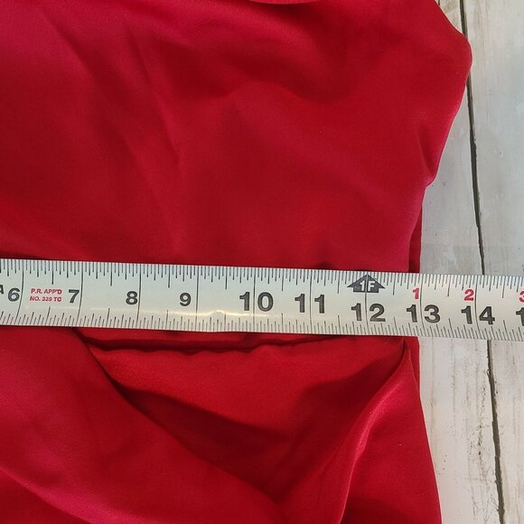 ASOS Satin One Shoulder Strappy Red Maxi Dress w/ Slit NEW 4 Dance Party Formal - Picture 6 of 11